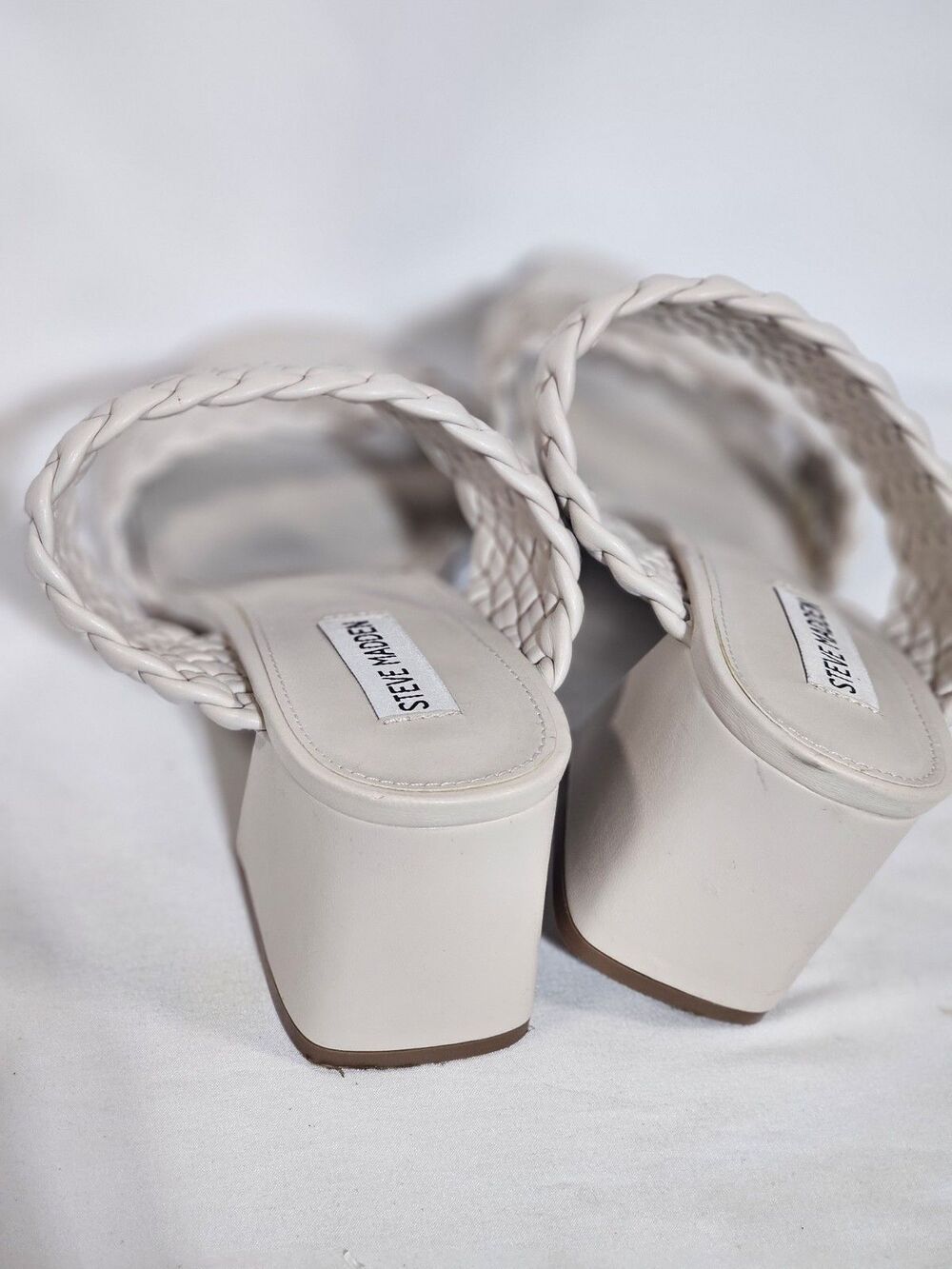 STEVE MADDEN Sandals Heel Daphnee Braided Block Size 10M Bone color - Picture 3 of 5